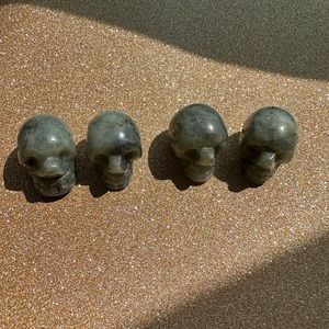 Lot of 4 total labradorite mini skulls! Dime size. Halloween! 💀